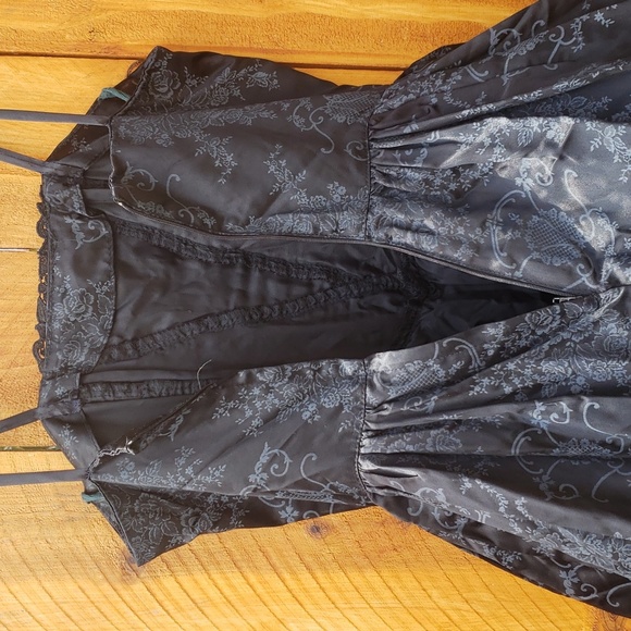 Gunne Sax Black Brocade Lace Detail Formal Dress 5 - Picture 6 of 7